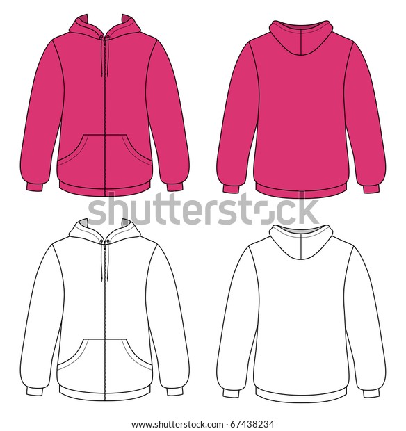 Template Outline Illustration Blank Hooded Sweater Stock Vector ...