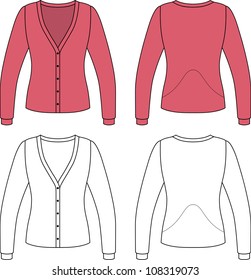 Template outline illustration of a blank woman jacket