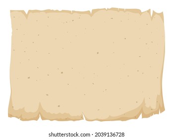 Template over an ancient and ragged scroll page, isolated over white background.
