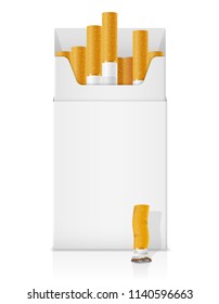 template pack of cigarettes with yellow filter stock vector illustration isolated on white background