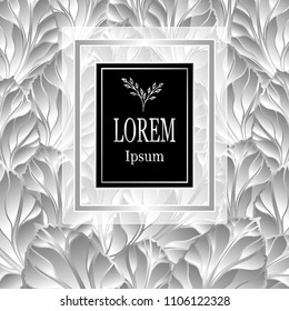 Template for package or flyer from Luxury background made by foil leaves in silver  for cosmetic or perfume or for package of tea or for alcohol label or for advertising jewelry or for brand book