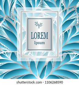 Template for package or flyer from Luxury background made by foil leaves in silver blue for cosmetic or perfume or for alcohol label or for advertising jewelry or for brand book