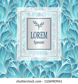 Template for package or flyer from Luxury background made by foil leaves in silver blue for cosmetic or perfume or for alcohol label or for advertising jewelry or for brand book