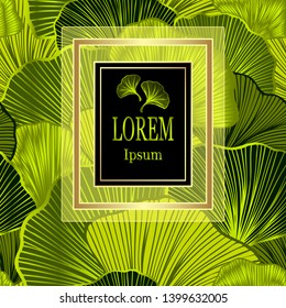 Template for package or flyer from Luxury background with  leaves  in green gold   for cosmetic or perfume or shampoo or  for package of  tea or label or for brand book