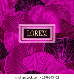 Template for package or flyer from Luxury background with  leaves  in magenta gold  for cosmetic or perfume or shampoo or  for package of  tea or label or for brand book