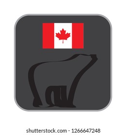 Template for packages, badges, banners, posters, flyers, invitations, advertising, festive corporate events. Background. Button. Fashion accessories for clothes. Flag of Canada. Image of a bear.