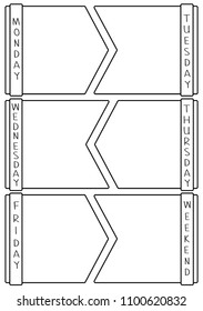 Template page of schedule or bullet journal. Monday to friday and weekend. Weekly and daily planner