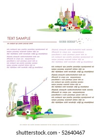 template page with two city illustration