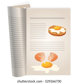 Template pages of a cookbook. You can have there favorite recipes. Chopped steak with egg