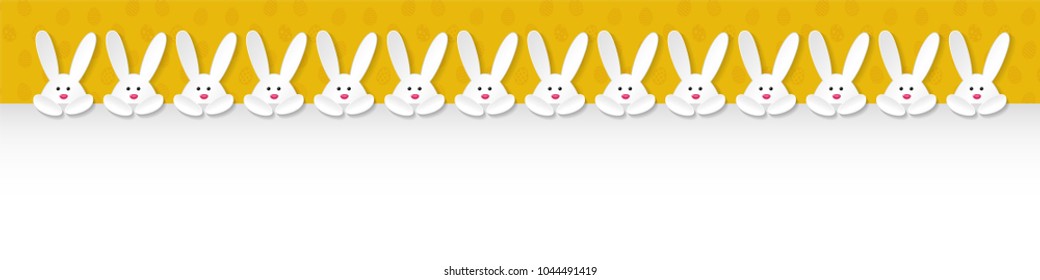 Template of panoramic banner with bunnies and copyspace. Vector.