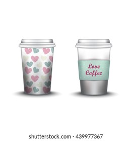 template paper cup for coffee and tea with the texture paper cup template for soda or cold beverage, isolated on white background. Packaging collection. Mockup. mustaches swatch inside