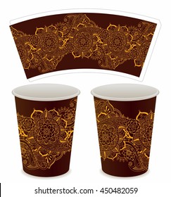 Template paper cup for coffee and tea