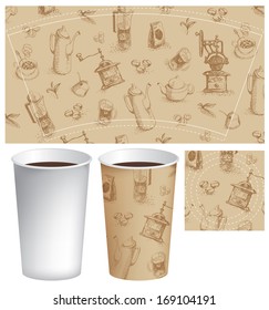 template paper cup for coffee with the texture of the dish