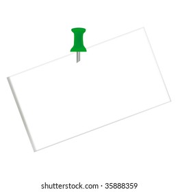 template of paper sheet for notes fixed by tack