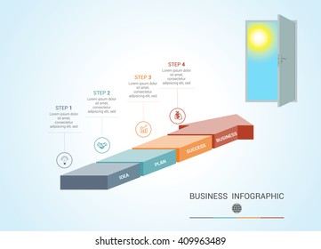 Template from parts colored arrows, Conceptual infographics numbered for 4 positions