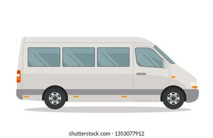 Template of passenger minibus for corporate identity and advertising. Side view. Vector illustration, isolated on white background. 