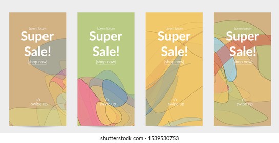 Template with pastel colored  transparent overlapping shapes creating vector mixture of acrylic paint or watercolor effect. Marble texture flat colors simple organic shapes. Nature earth design.