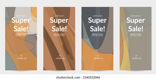 Template with pastel colored  transparent overlapping shapes creating vector mixture of acrylic paint or watercolor effect. Marble texture flat colors simple organic shapes. Nature earth design.
