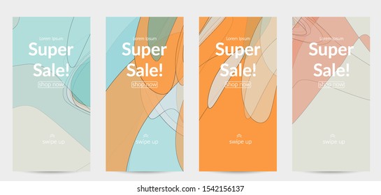 Template with pastel colored  transparent overlapping shapes creating vector mixture of acrylic paint or watercolor effect. Marble texture flat colors simple organic shapes. Nature earth design.