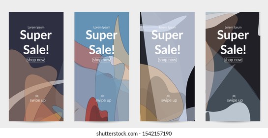 Template with pastel colored  transparent overlapping shapes creating vector mixture of acrylic paint or watercolor effect. Marble texture flat colors simple organic shapes. Nature earth design.