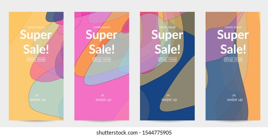 Template with pastel colored  transparent overlapping shapes creating vector mixture of acrylic paint or watercolor effect. Marble texture flat colors simple organic shapes. Nature earth design.