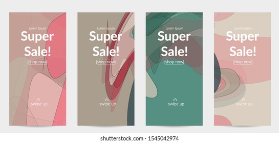 Template with pastel colored  transparent overlapping shapes creating vector mixture of acrylic paint or watercolor effect. Marble texture flat colors simple organic shapes. Nature earth design.