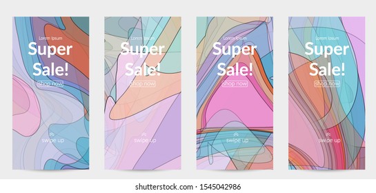 Template with pastel colored  transparent overlapping shapes creating vector mixture of acrylic paint or watercolor effect. Marble texture flat colors simple organic shapes. Nature earth design.