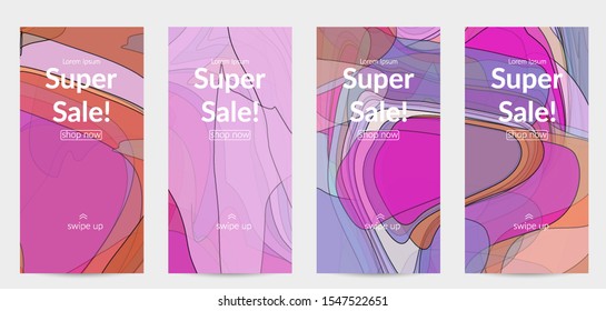 Template with pastel colored  transparent overlapping shapes creating vector mixture of acrylic paint or watercolor effect. Marble texture flat colors simple organic shapes. Nature earth design.