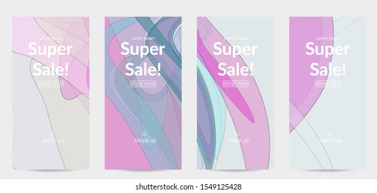 Template with pastel colored  transparent overlapping shapes creating vector mixture of acrylic paint or watercolor effect. Marble texture flat colors simple organic shapes. Nature earth design.