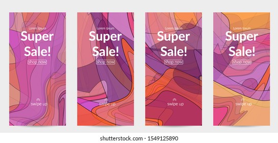 Template with pastel colored  transparent overlapping shapes creating vector mixture of acrylic paint or watercolor effect. Marble texture flat colors simple organic shapes. Nature earth design.