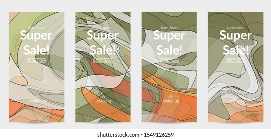 Template with pastel colored  transparent overlapping shapes creating vector mixture of acrylic paint or watercolor effect. Marble texture flat colors simple organic shapes. Nature earth design.