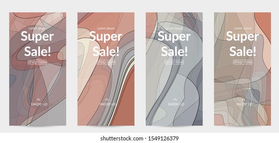 Template with pastel colored  transparent overlapping shapes creating vector mixture of acrylic paint or watercolor effect. Marble texture flat colors simple organic shapes. Nature earth design.