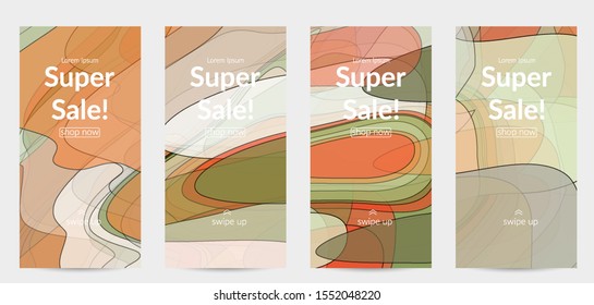 Template with pastel colored  transparent overlapping shapes creating vector mixture of acrylic paint or watercolor effect. Marble texture flat colors simple organic shapes. Nature earth design.