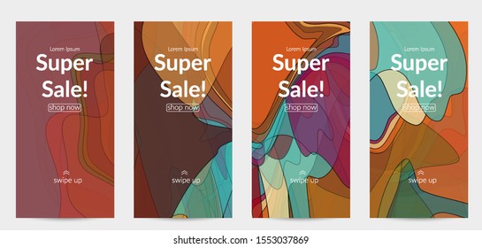 Template with pastel colored  transparent overlapping shapes creating vector mixture of acrylic paint or watercolor effect. Marble texture flat colors simple organic shapes. Nature earth design.