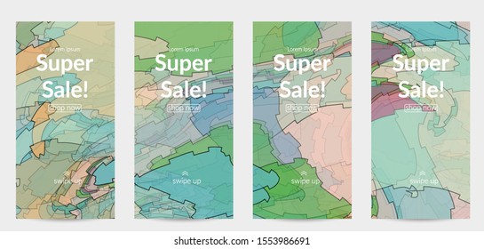 Template with pastel colored  transparent overlapping shapes creating vector mixture of acrylic paint or watercolor effect. Marble texture flat colors simple organic shapes. Nature earth design.