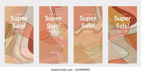 Template with pastel colored  transparent overlapping shapes creating vector mixture of acrylic paint or watercolor effect. Marble texture flat colors simple organic shapes. Nature earth design.