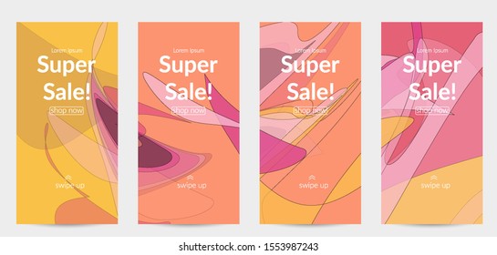 Template with pastel colored  transparent overlapping shapes creating vector mixture of acrylic paint or watercolor effect. Marble texture flat colors simple organic shapes. Nature earth design.