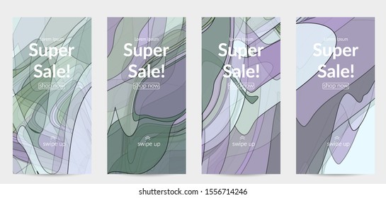 Template with pastel colored  transparent overlapping shapes creating vector mixture of acrylic paint or watercolor effect. Marble texture flat colors simple organic shapes. Nature earth design.
