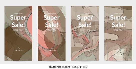 Template with pastel colored  transparent overlapping shapes creating vector mixture of acrylic paint or watercolor effect. Marble texture flat colors simple organic shapes. Nature earth design.