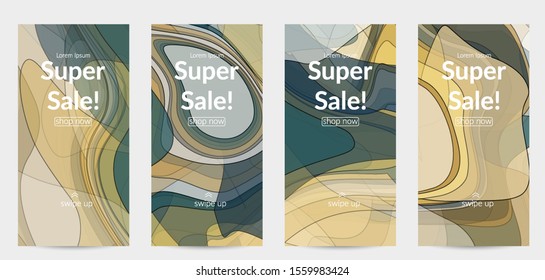 Template with pastel colored  transparent overlapping shapes creating vector mixture of acrylic paint or watercolor effect. Marble texture flat colors simple organic shapes. Nature earth design.