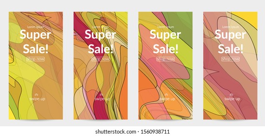 Template with pastel colored  transparent overlapping shapes creating vector mixture of acrylic paint or watercolor effect. Marble texture flat colors simple organic shapes. Nature earth design.