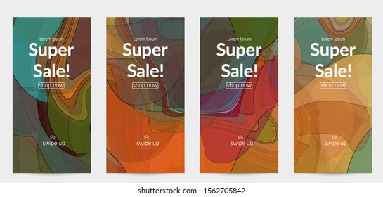 Template with pastel colored  transparent overlapping shapes creating vector mixture of acrylic paint or watercolor effect. Marble texture flat colors simple organic shapes. Nature earth design.