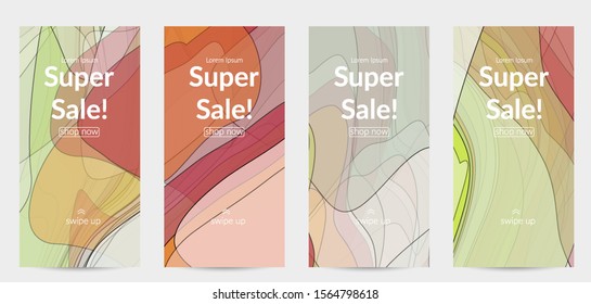 Template with pastel colored  transparent overlapping shapes creating vector mixture of acrylic paint or watercolor effect. Marble texture flat colors simple organic shapes. Nature earth design.