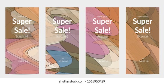 Template with pastel colored  transparent overlapping shapes creating vector mixture of acrylic paint or watercolor effect. Marble texture flat colors simple organic shapes. Nature earth design.