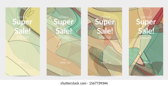 Template with pastel colored  transparent overlapping shapes creating vector mixture of acrylic paint or watercolor effect. Marble texture flat colors simple organic shapes. Nature earth design.