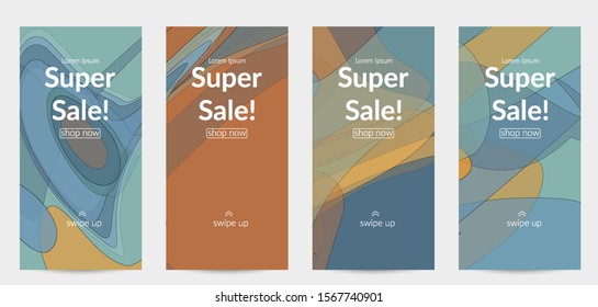 Template with pastel colored  transparent overlapping shapes creating vector mixture of acrylic paint or watercolor effect. Marble texture flat colors simple organic shapes. Nature earth design.