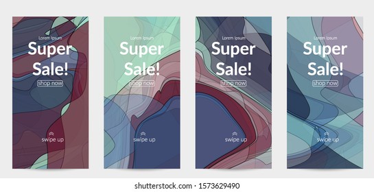 Template with pastel colored  transparent overlapping shapes creating vector mixture of acrylic paint or watercolor effect. Marble texture flat colors simple organic shapes. Nature earth design.