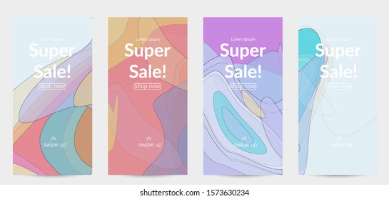 Template with pastel colored  transparent overlapping shapes creating vector mixture of acrylic paint or watercolor effect. Marble texture flat colors simple organic shapes. Nature earth design.