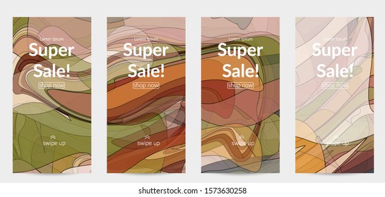 Template with pastel colored  transparent overlapping shapes creating vector mixture of acrylic paint or watercolor effect. Marble texture flat colors simple organic shapes. Nature earth design.