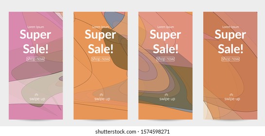 Template with pastel colored  transparent overlapping shapes creating vector mixture of acrylic paint or watercolor effect. Marble texture flat colors simple organic shapes. Nature earth design.